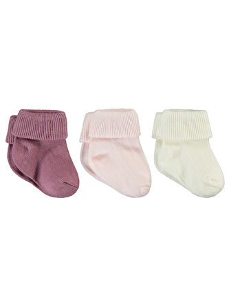 Civil Baby Kız Bebek 3'lü Çorap Set 0-24 Ay Pudra