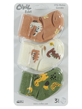 Civil Baby Bebek 3'lü Çorap Set 0-24 Ay Ekru