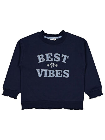 Civil Girls Best Vibes Nakışlı 2-5 Yaş Sweatshirt - Lacivert 5-6 Yaş