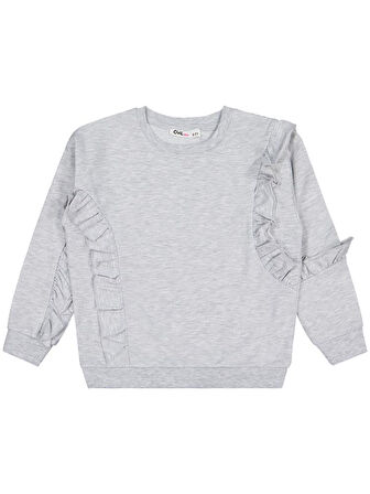 Civil Girls Fırfırlı 6-9 Yaş Sweatshirt - Gri 6-7 Yaş