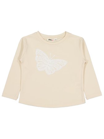 Civil Girls Kelebek Baskılı 2-5 Yaş Sweatshirt - Fil Dişi