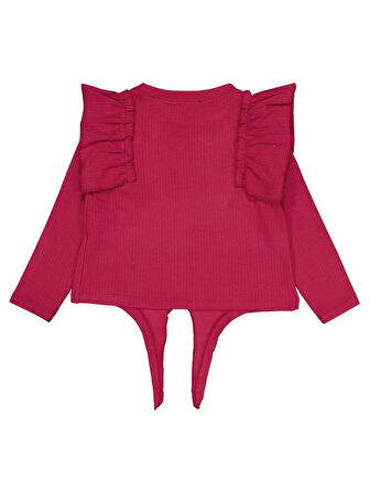 Civil Girls Omuz Fırfırlı 2-5 Yaş Sweatshirt - Kırmızı 3-4 Yaş