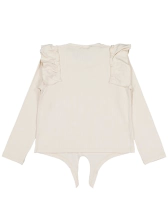 Civil Girls Omuz Fırfırlı 6-9 Yaş Sweatshirt - Fil Dişi
