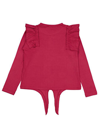 Civil Girls Omuz Fırfırlı 6-9 Yaş Sweatshirt - Kırmızı 6-7 Yaş