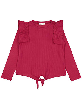 Civil Girls Omuz Fırfırlı 6-9 Yaş Sweatshirt - Kırmızı 7-8 Yaş