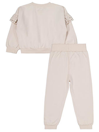 Civil Girls Kolu Fırfırlı 2-5 Yaş Eşofman Takımı - Bej 3-4 Yaş