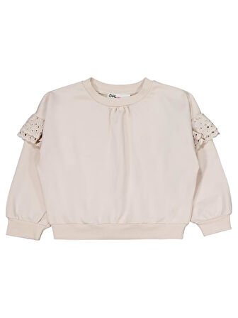 Civil Girls Kolu Fırfırlı 2-5 Yaş Eşofman Takımı - Bej 3-4 Yaş