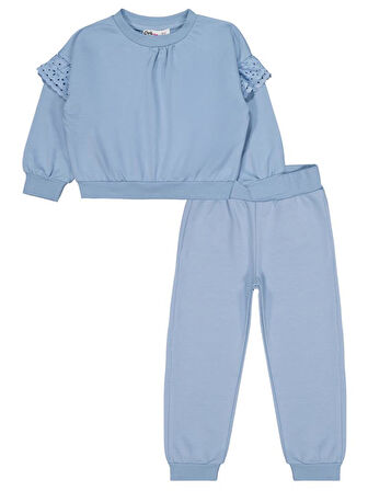 Civil Girls Kolu Fırfırlı 6-9 Yaş Eşofman Takımı - Mavi 9-10 Yaş