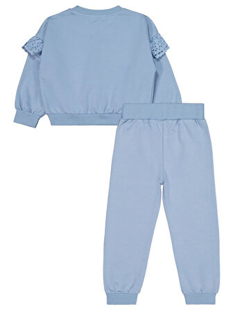 Civil Girls Kolu Fırfırlı 6-9 Yaş Eşofman Takımı - Mavi 9-10 Yaş