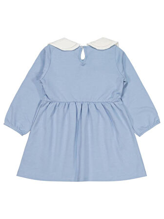 Civil Girls Yakası Nakışlı 2-5 Yaş Elbise - Mavi 3-4 Yaş