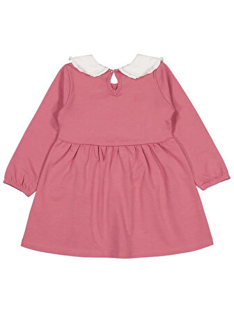 Civil Girls Yakası Nakışlı 2-5 Yaş Elbise - Pembe 4-5 Yaş