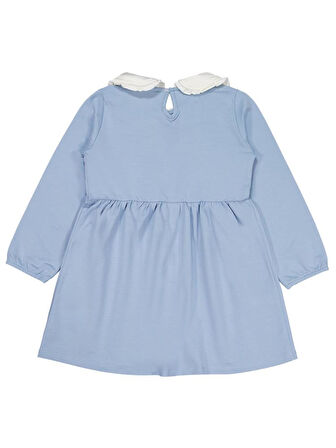 Civil Girls Yakası Nakışlı 6-9 Yaş Elbise - Mavi 6-7 Yaş