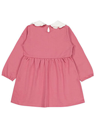 Civil Girls Yakası Nakışlı 6-9 Yaş Elbise - Pembe 6-7 Yaş