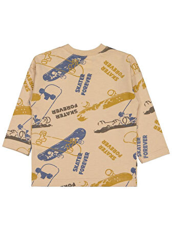 Civil Baby Kaykay Baskılı 6-18 Ay Sweatshirt - Bej 12-18 Ay