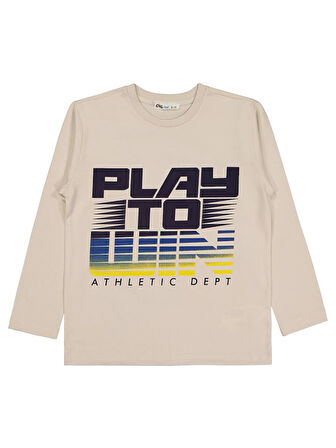 Civil Boys Play To Wın Baskılı 6-9 Yaş Sweatshirt - Bej 9-10 Yaş