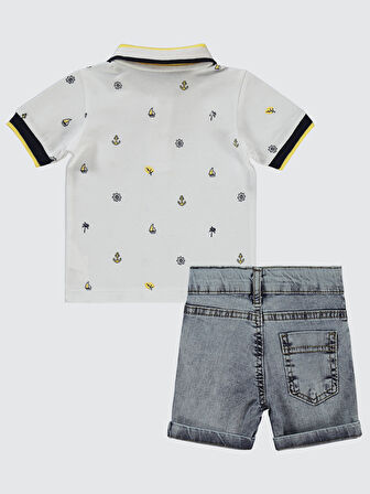 Concept Erkek Bebek Şortlu Takım 6-18 Ay Beyaz