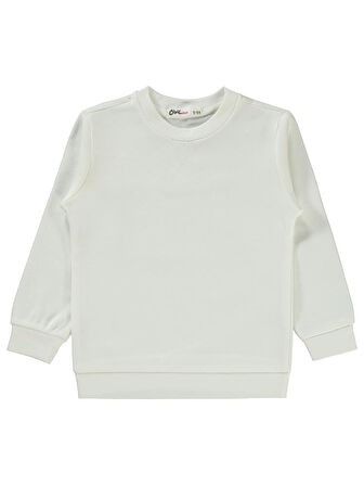 Civil Girls Düz 2-5 Yaş Sweatshirt - Ekru 3-4 Yaş