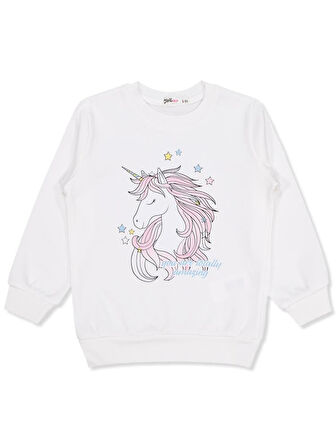 Civil Girls Unicorn Baskılı 2-5 Yaş Sweatshirt - Ekru 2-3 Yaş