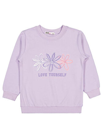 Civil Girls Renkli Çiçek 2-5 Yaş Sweatshirt - Lila 5-6 Yaş