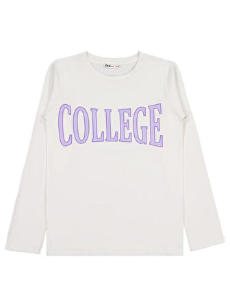 Civil Girls College Baskılı 10-13 Yaş Sweatshirt - Ekru 11-12 Yaş