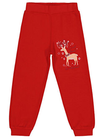 Civil Girls Geyik Baskılı 2-5 Yaş Eşofman Altı - Kırmızı 2-3 Yaş