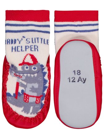 Civil Baby Dinazor Bebek Erkek Havlu Çarık Çorap - Kırmızı