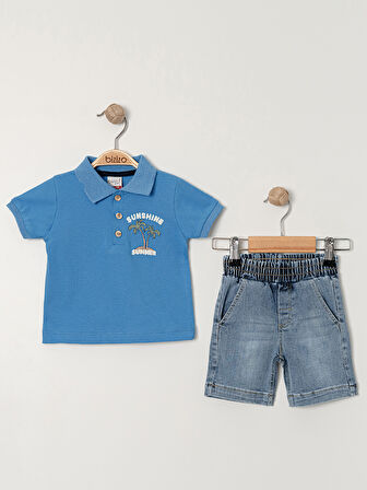 Bizizo Erkek Bebek Şortlu Takım 9-24 Ay Mavi
