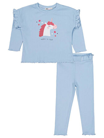 Civil Girls Unicorn Baskılı 2-5 Yaş Takım - Mavi 2-3 Yaş