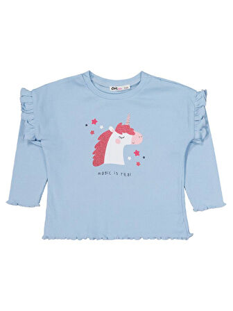 Civil Girls Unicorn Baskılı 2-5 Yaş Takım - Mavi 3-4 Yaş