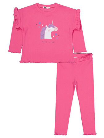 Civil Girls Unicorn Baskılı 2-5 Yaş Takım - Pembe 4-5 Yaş