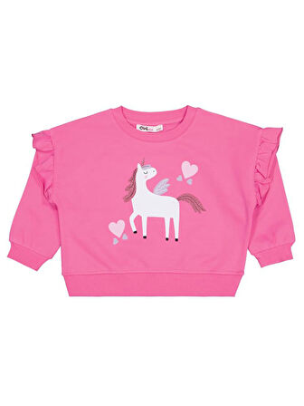 Civil Girls Kalpli Unicorn Baskılı 2-5 Yaş Sweatshirt - Pembe 4-5 Yaş