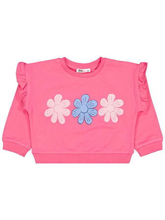 Civil Girls Renkli Papatya Baskılı 2-5 Yaş Sweatshirt - Pembe 2-3 Yaş