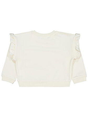 Civil Girls Renkli Papatya Baskılı 2-5 Yaş Sweatshirt - Ekru 3-4 Yaş