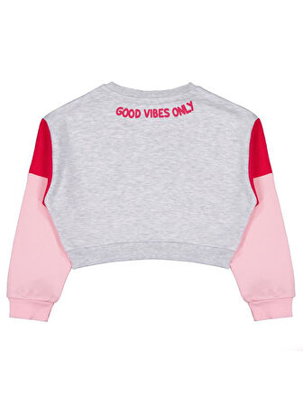 Civil Girls Good Vibes Only Baskılı 6-9 Yaş Sweatshirt - Gri 8-9 Yaş