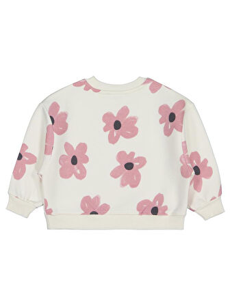 Civil Girls Çiçek Baskılı 2-5 Yaş Sweatshirt - Ekru 5-6 Yaş