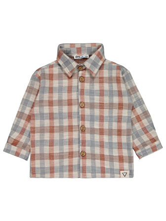 Civil Boys Ekoseli 2-5 Yaş Gömlek - Turuncu3-4 Yaş