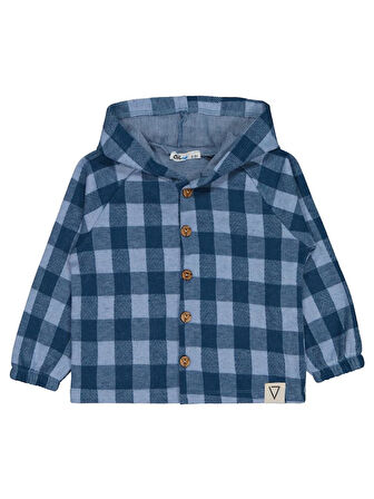 Civil Boys Ekoseli Kapşonlu  2-5 Yaş Gömlek - Mavi5-6 Yaş