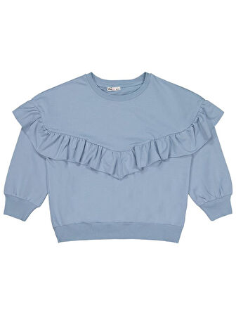 Civil Girls Roba Fırfırlı 10-13 Yaş Sweatshirt - Mavi13-14 Yaş