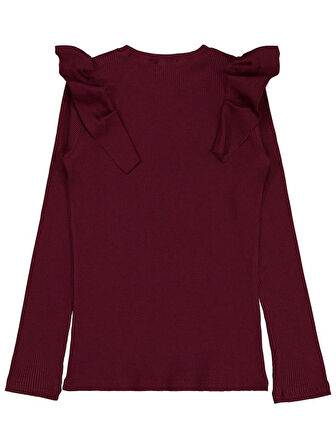Civil Girls Omuz Fırfırlı 10-13 Yaş Sweatshirt - Bordo 11-12 Yaş