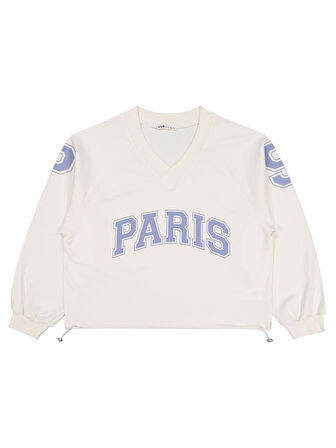 Civil Girls Paris Baskılı 10-13 Yaş Sweatshirt - Ekru 12-13 Yaş