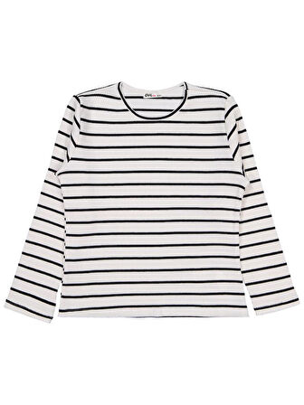 Civil Girls Kalın Çizgili 10-13 Yaş Sweatshirt - Ekru 13-14 Yaş