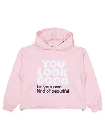 Civil Girls You Look Good Baskılı 10-13 Yaş Sweatshirt - Pudra 10-11 Yaş