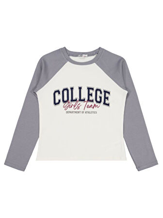 Civil Girls College Baskılı 10-13 Yaş Sweatshirt - Ekru 11-12 Yaş