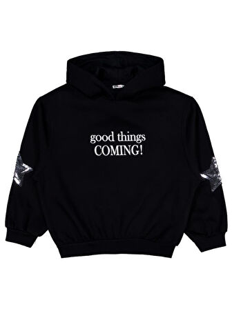 Civil Girls Coming Baskılı 10-13 Yaş Sweatshirt - Siyah 11-12 Yaş