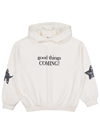 Civil Girls Coming Baskılı 10-13 Yaş Sweatshirt - Ekru 11-12 Yaş