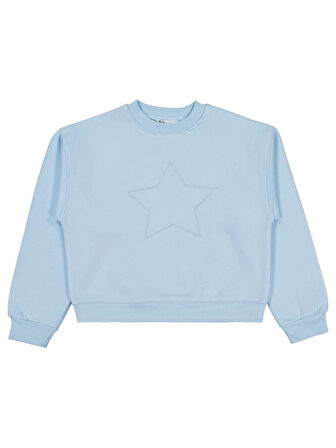 Civil Girls Yıldız Nakışlı 10-13 Yaş Sweatshirt - Mavi 13-14 Yaş