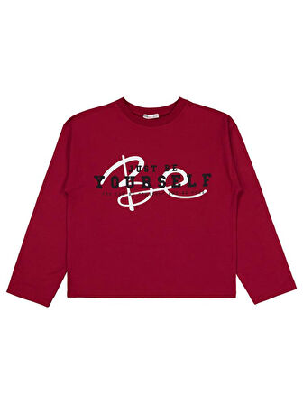 Civil Girls Be Yourself Baskılı 10-13 Yaş Sweatshirt - Bordo13-14 Yaş