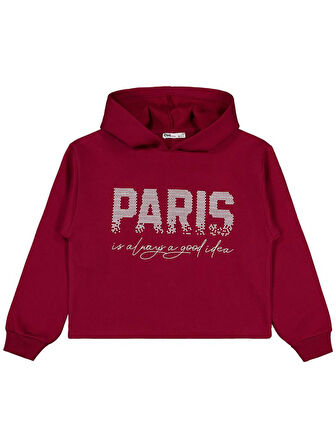 Civil Girls Paris Baskılı 10-13 Yaş Sweatshirt - Bordo 13-14 Yaş
