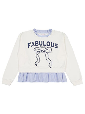 Civil Girls Fabulous Baskılı 10-13 Yaş Sweatshirt - Ekru 13-14 Yaş