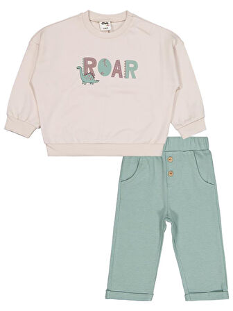 Civil Baby Dinozor Baskılı 6-18 Ay Takım - Bej 18-24 Ay